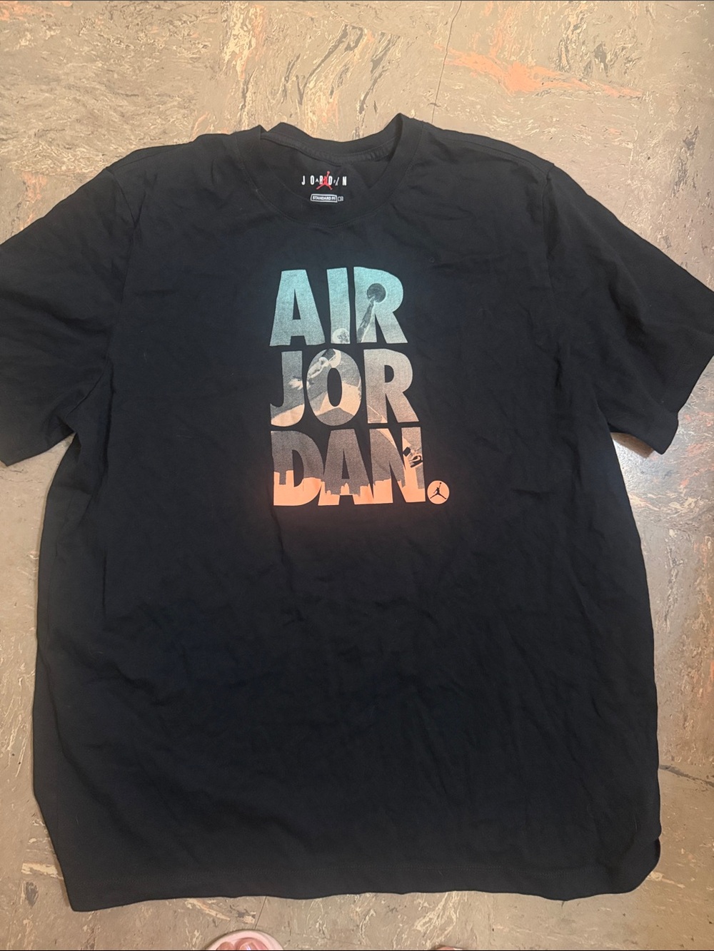 Nike Black Short-Sleeve Tee with Blue-to-Orange Gradient AIR JORDAN Print